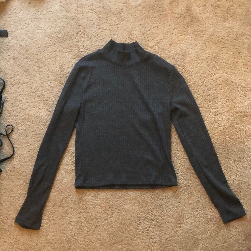 Grey Ribbed Turtleneck